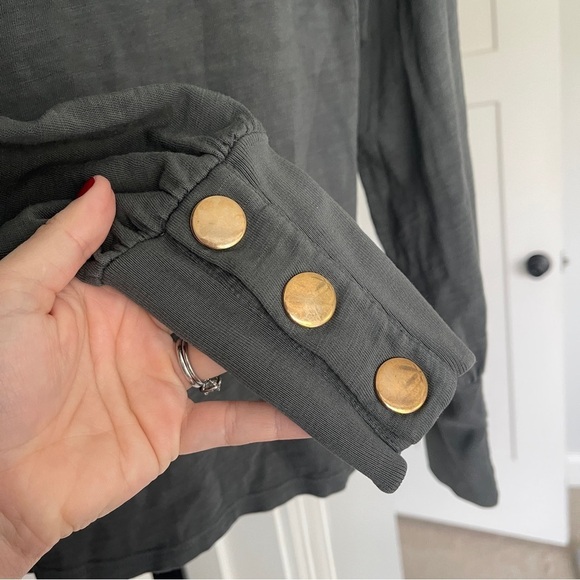 Nation LTD Johnnie Gold Snap Long Sleeve Tee in Hunter Green - Picture 4 of 6